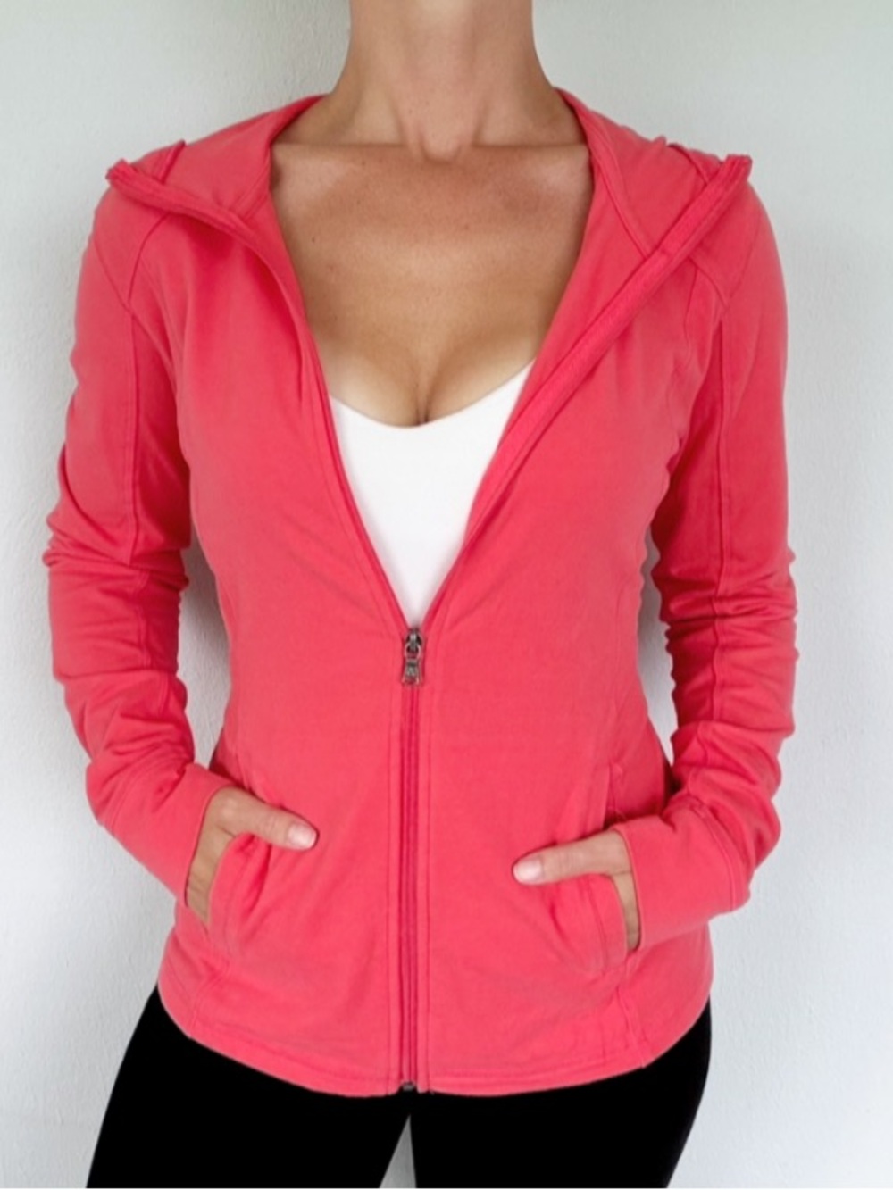 Tek Gear Essential pink cotton stretch full zip scuba hoodie size medium